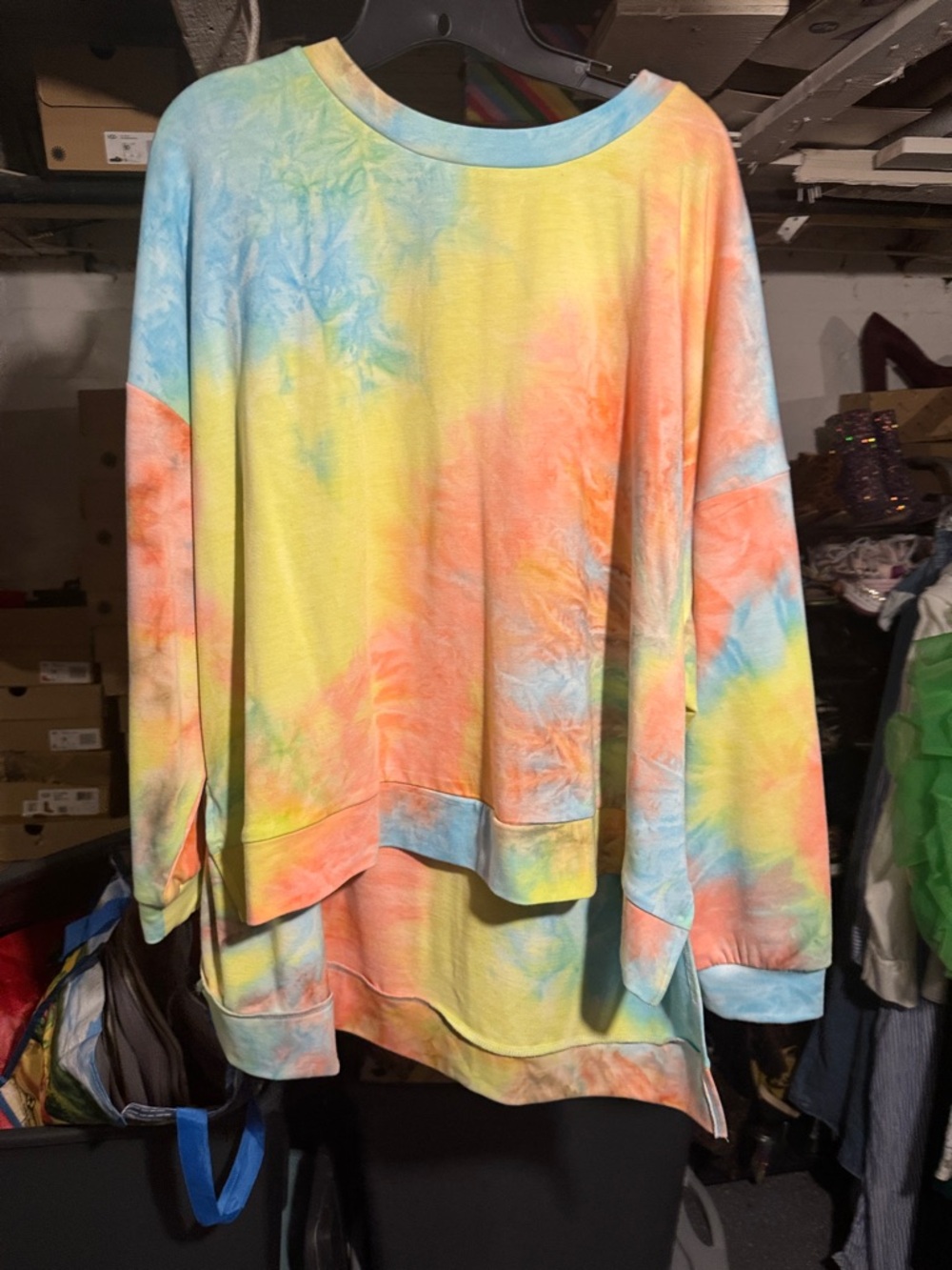 Fashion to Figure Multicolor Tie-Dye Sweatshirt - Pastel Yellow, Blue & Peach